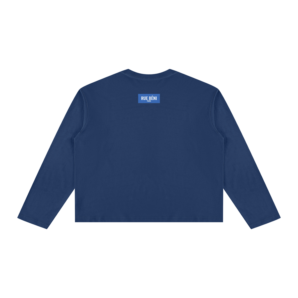 T-shirt ample à manches longues Signature Cobalt — 230 GSM