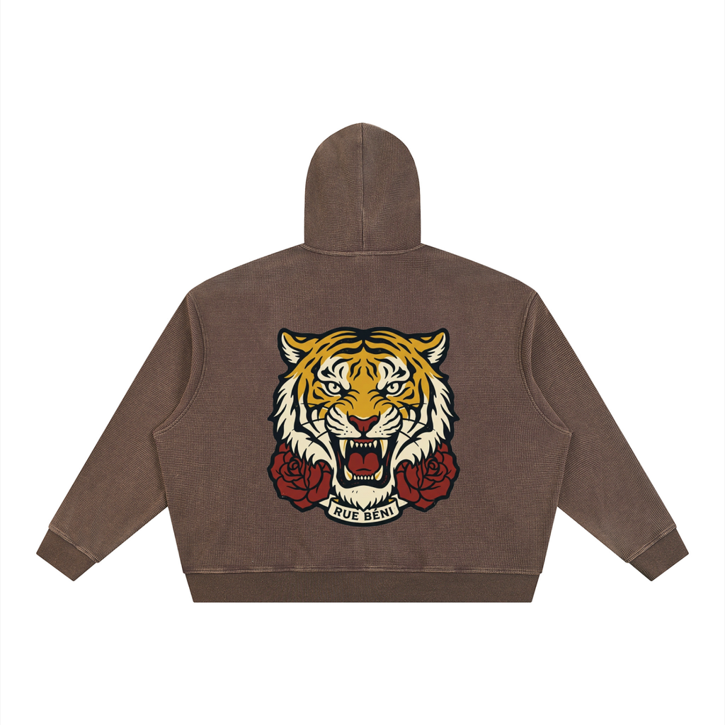 Sweat zippé gaufré Tigre — 380 GSM