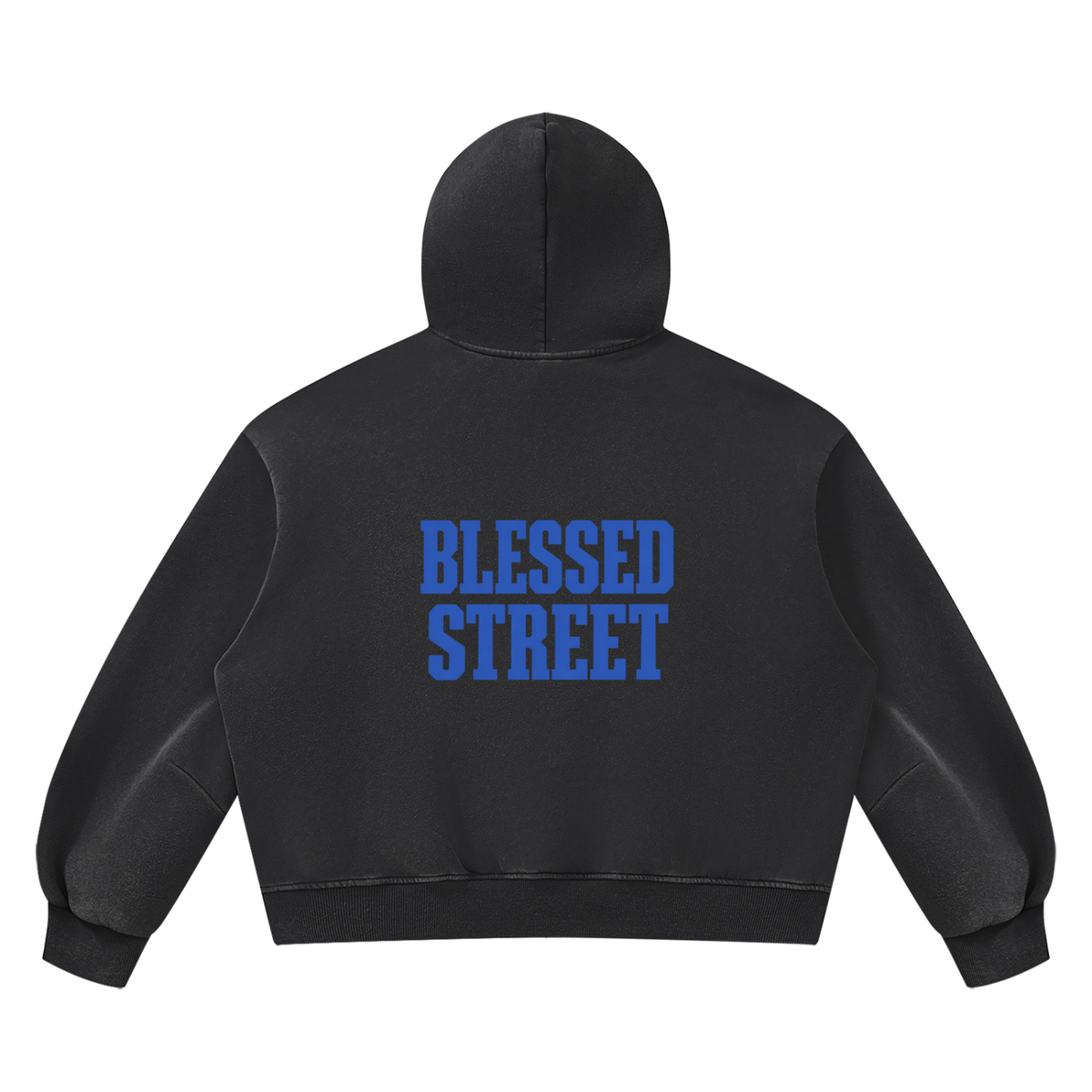 Sweat à capuche boxy délavé en molleton — 390 GSM