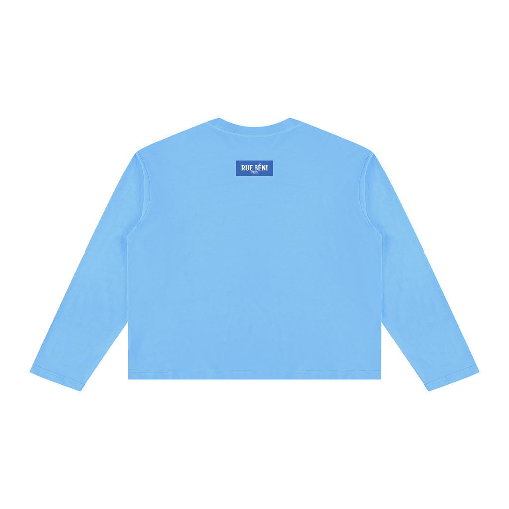 T-shirt ample à manches longues Signature Cobalt — 230 GSM