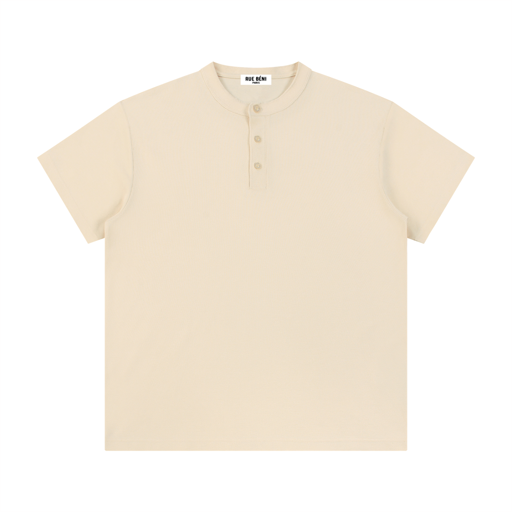 T-shirt ample à col tunisien — 280 GSM
