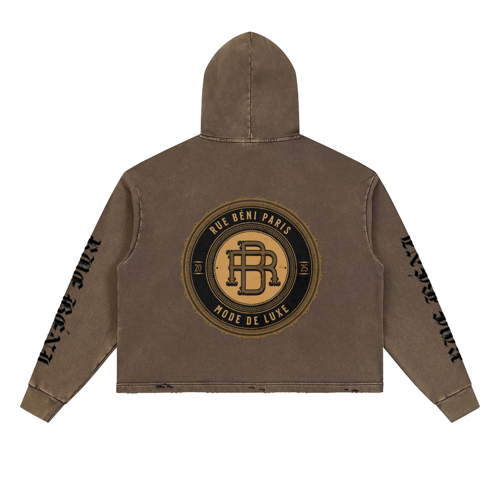 Vintage Washed Frayed-Hem Hoodie
