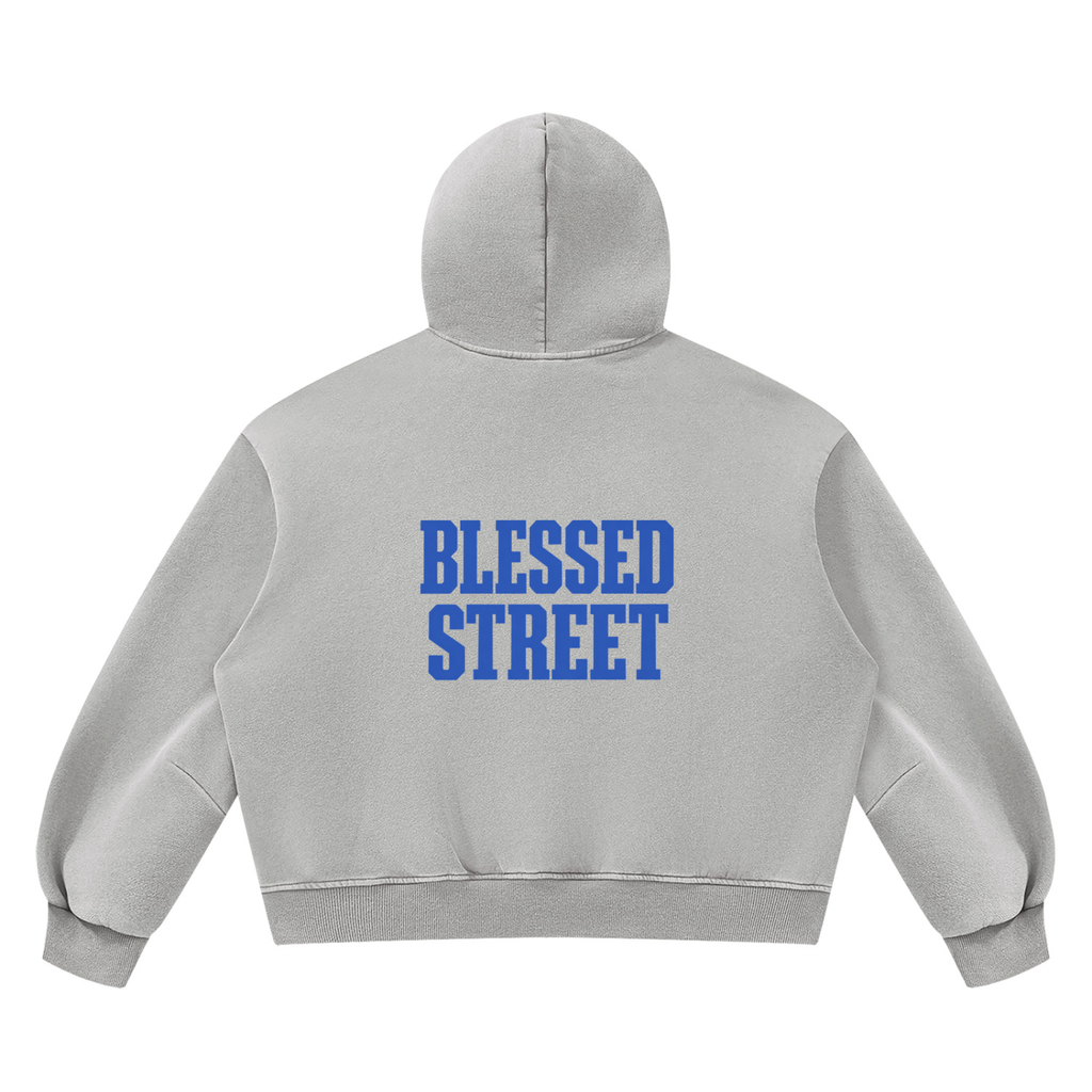 Sweat à capuche boxy délavé en molleton — 390 GSM