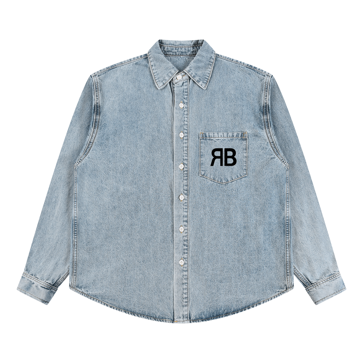 Chemise en denim délavé Signature RB — 320 GSM
