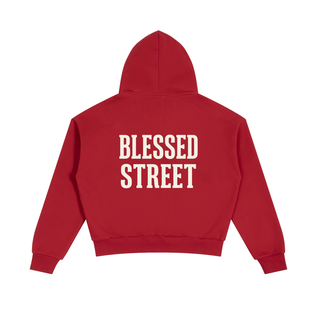 Sweat à capuche boxy zippé à passepoils — 305 GSM