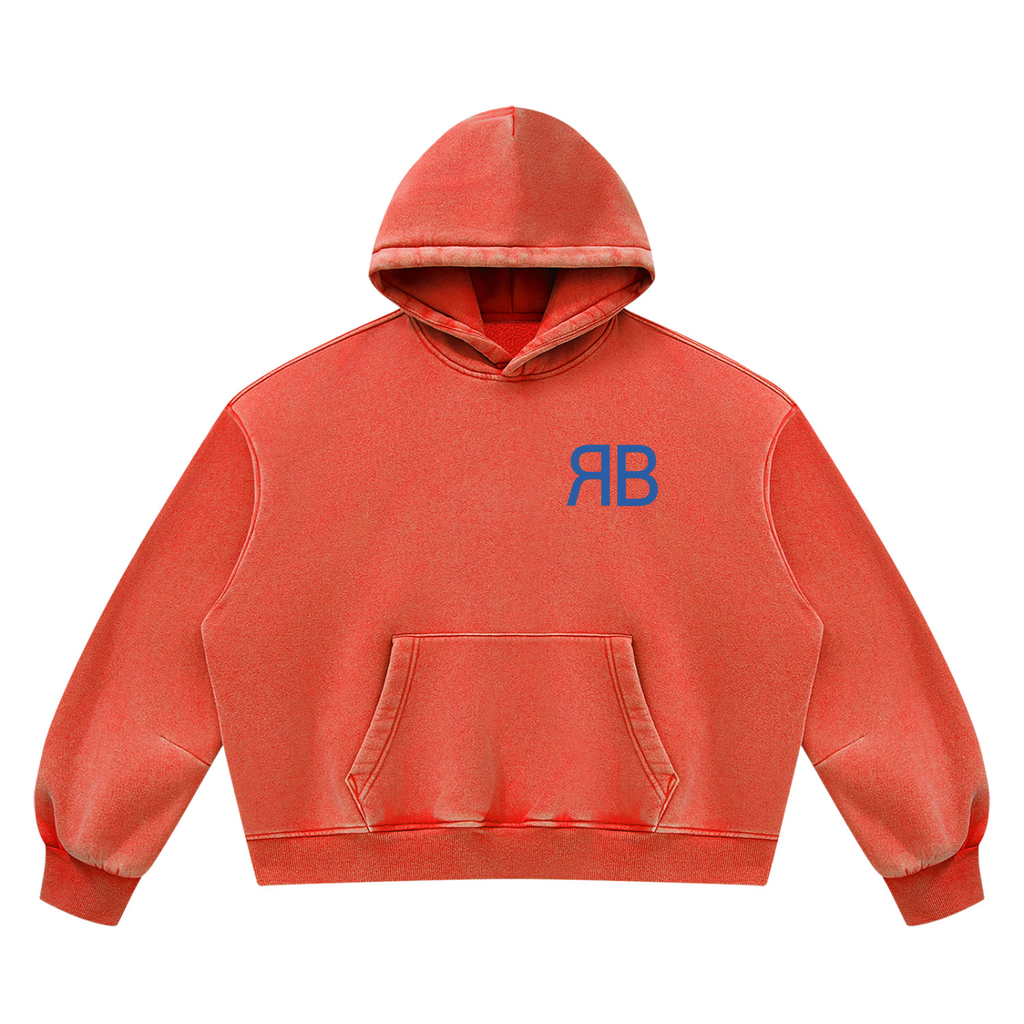 Sweat à capuche boxy délavé en molleton — 390 GSM