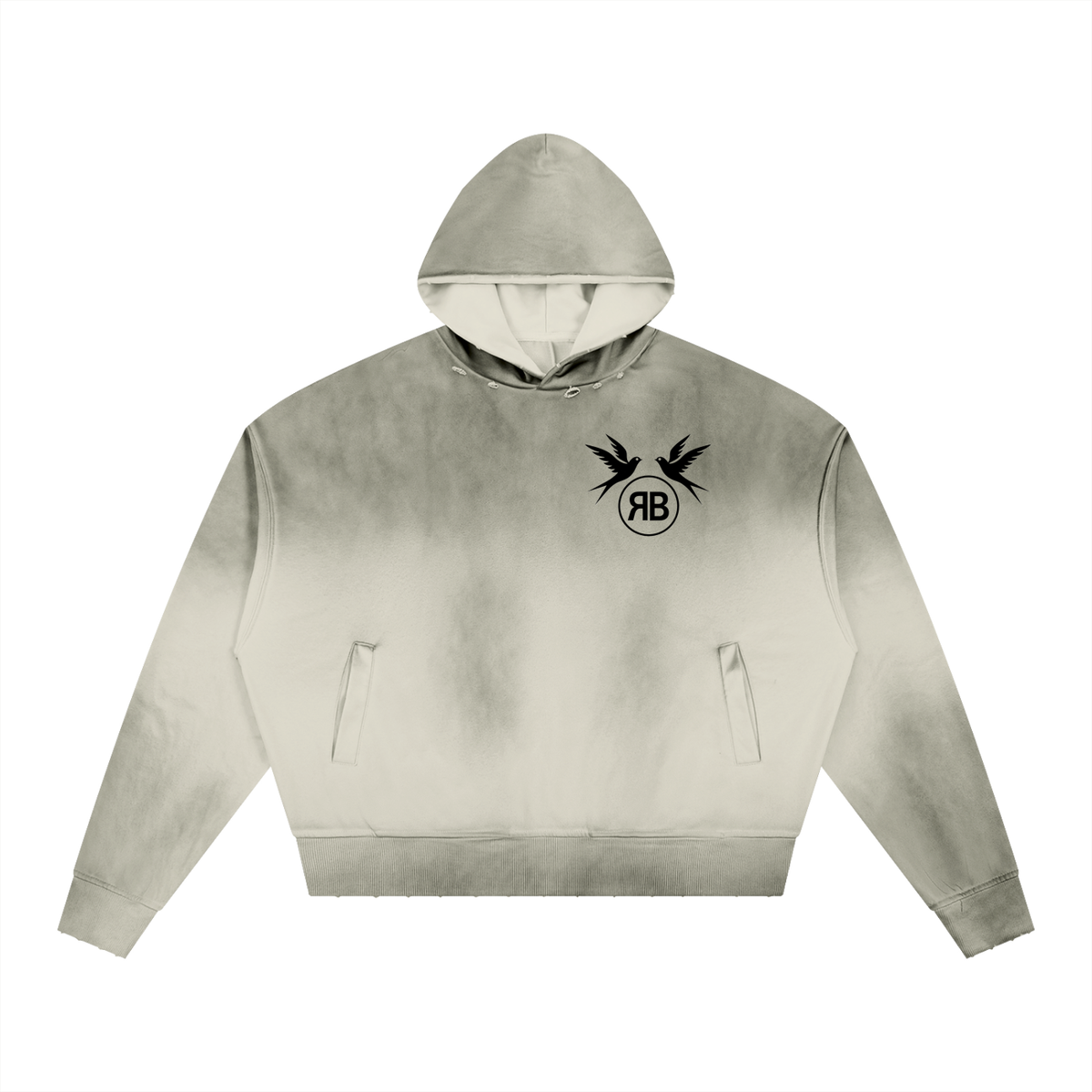 Sweat à capuche ample délavé à effet usé — 370 GSM
